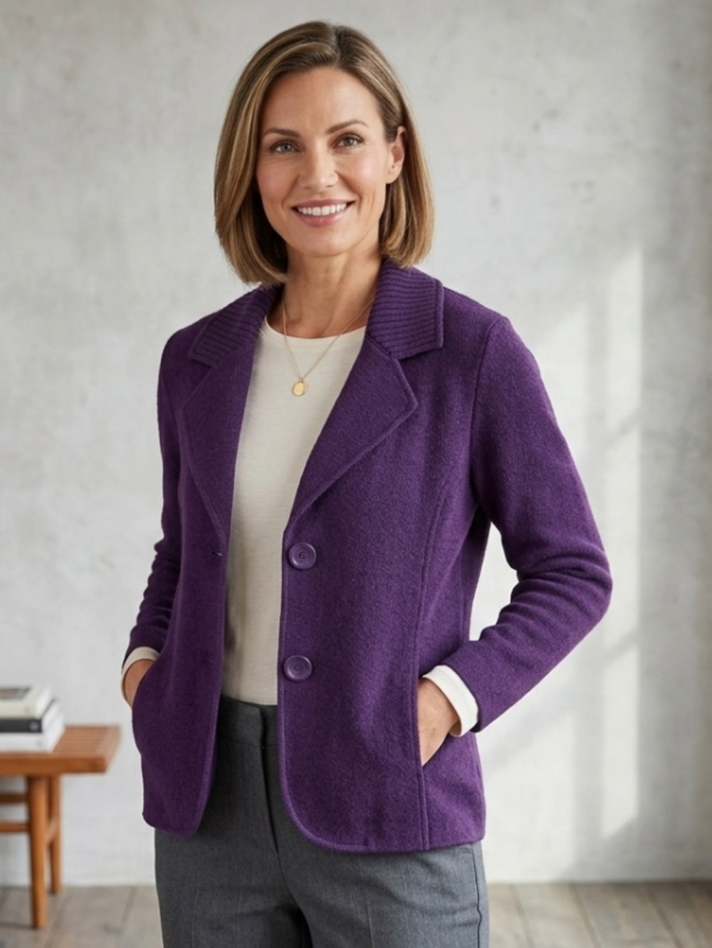 Lot (2) Jane Ashley Wool Blend Knit Blazer Jacket Size XL